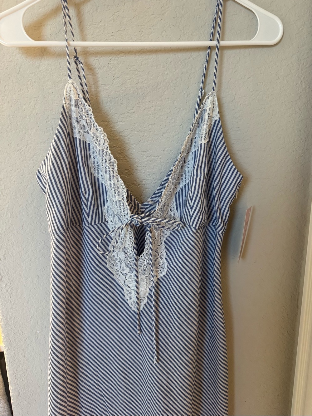 wild fable Blue & White Striped Lace-Trim Chemise